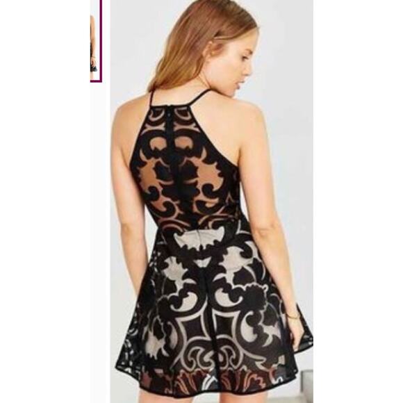 Keepsake Romantic Rebel Burnout Lace Skater Dress Black Womens Size m - Picture 2 of 9